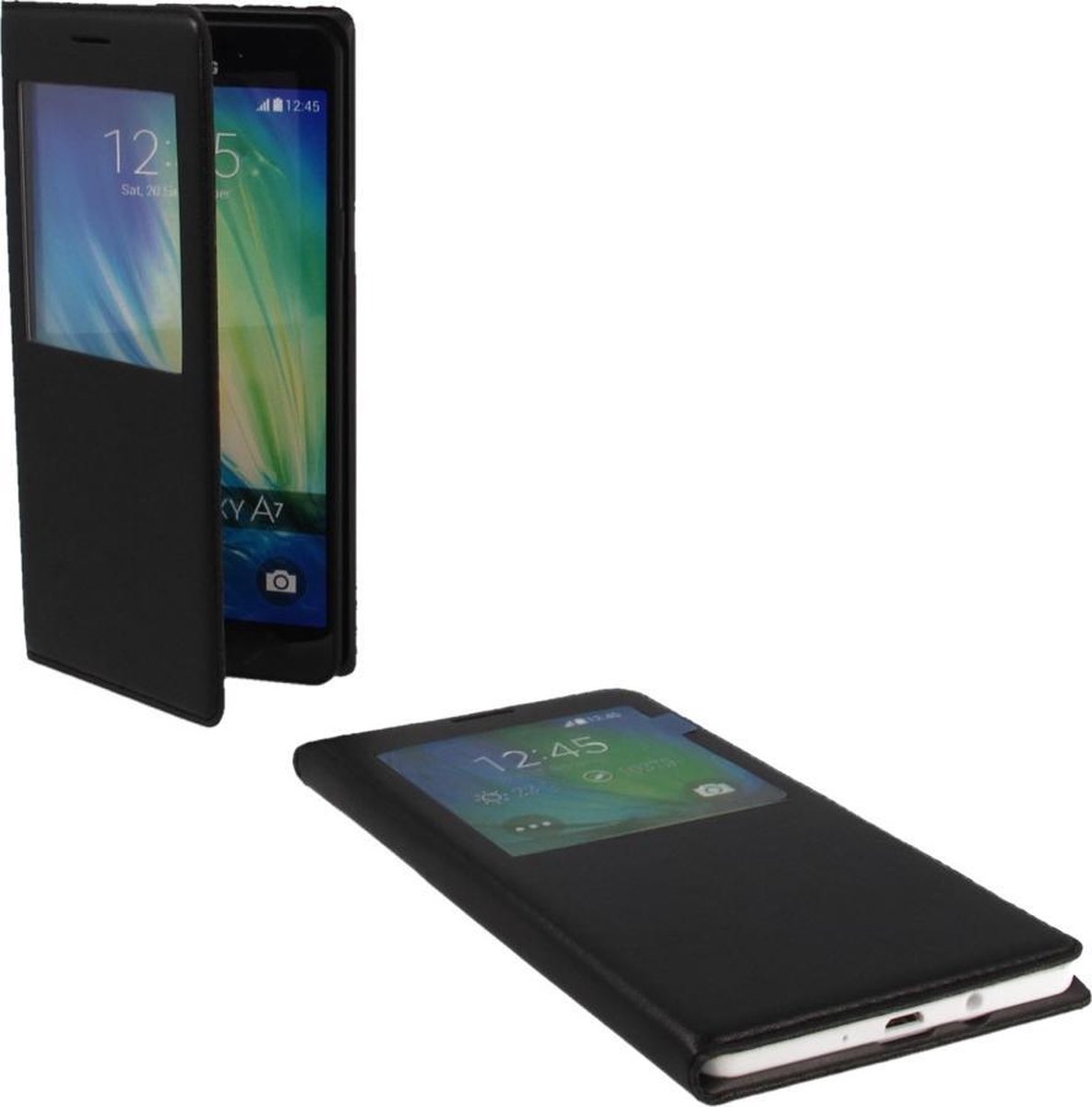 Samsung Galaxy A7 Leather S View Cover Zwart Black