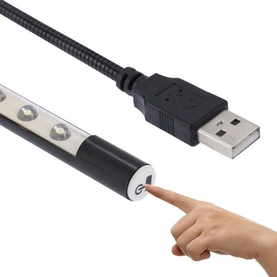 Draagbare Touch schakelaar USB LED Light 10-LED (zwart) | bol.com