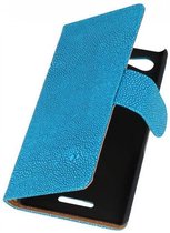 Devil Booktype Wallet Case Hoesjes voor Sony Xperia E3 D2203 Turquoise