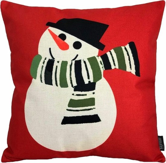 Kerst 'Sneeuwpop' Kussenhoes | Katoen / Linnen | 45 x 45 cm