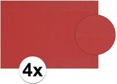4x Placemat gevlochten rood 45 x 30 cm