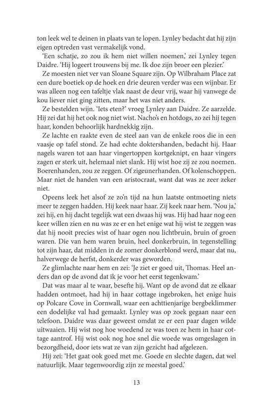Pagina 13 met tekst over de plot van het boek.