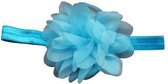 Jessidress Elastische haarband met grote organza haar bloemen - Blauw