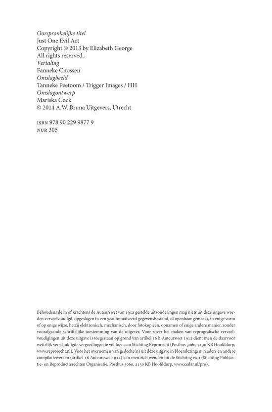 Boek 'Verloren onschuld' van Elizabeth George. Titelpagina met auteursinformatie en ISBN.