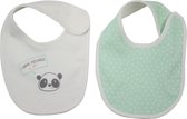 Baby Corner - set van 2 baby slabbetjes - panda wit en groen