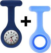 Fako® - Verpleegstershorloge - Zusterhorloge - Verpleegster Horloge - Siliconen Duo - Blauw