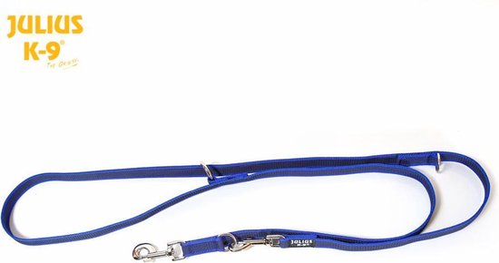 Julius K9 Dubbele Slip Hondenriem verstelbaar max. 2.20 mtr. Breedte 14 mm blauw | bol.com