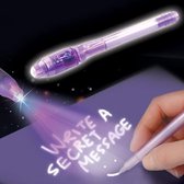 Magische Onzichtbare Pen met UV licht | Invisible Pen | Ballpoint met Valuta Checker| Magic Pen | Paars
