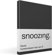 Snoozing - Flanel - Kussenslopen - Set van 2 - 60x70 cm - Antraciet