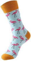 vrolijke sokken Flamingo Blauw maat 41 - 43