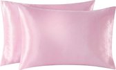Happy Goods® Luxe Silk Miracle Pillow - P Zijden Kussensloop - 60x70cm - Lichtroze