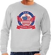 Grijs USA drinking team sweater grijs heren -  Amerika kleding S