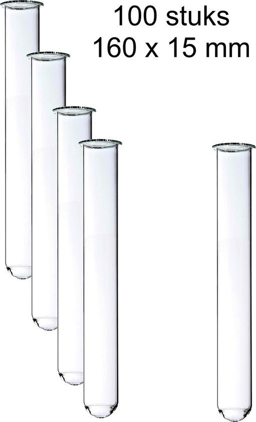 Reageerbuis Glas met rand 160 x Ø15 mm - 100 Stuks | bol.com