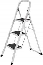 Bol.com Nancy's Huishoudtrap - Huishoudladder Met 3 Treden - Inklapbaar - 150KG Draagvermogen aanbieding