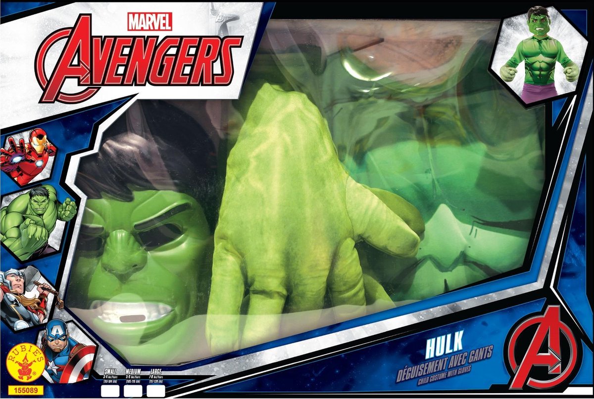 RUBIES - Klassiek Hulk kostuum met grote handen voor jongens - 110/116 (5-6 jaar) |