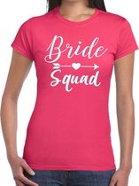 Bride Squad tekst t-shirt met Cupido pijl roze dames - dames shirt Bride Squad- Vrijgezellenfeest kleding XL