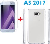 Galaxy A5 (2017) tempered glass / Screen protector  + Ultra Dunne Transparant crystal clear TPU hoesje