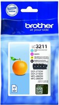 thumbnail: Brother LC-3211VAL Voordeelverpakking Inktcartridges - Zwart, Cyaan, Magenta, Geel | Origineel, Tot 200 Pagina's Per Cartridge
