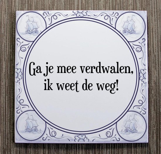 Tegeltje Met Spreuk Tegeltjeswijsheid Ga Je Mee Verdwalen Ik Weet De Weg Kado