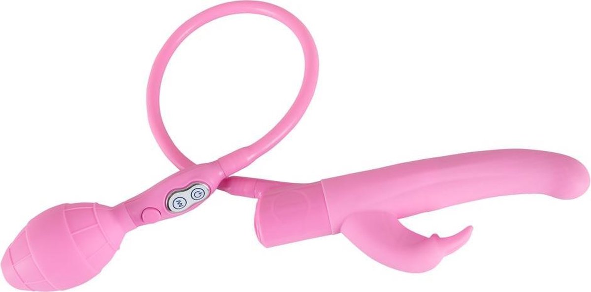 Sweet Smile – ‘Rosy Bunny’ Rabbit Vibrator met Opblaas Pomp Veelzijdig en Fijn in Gebruik – Roze