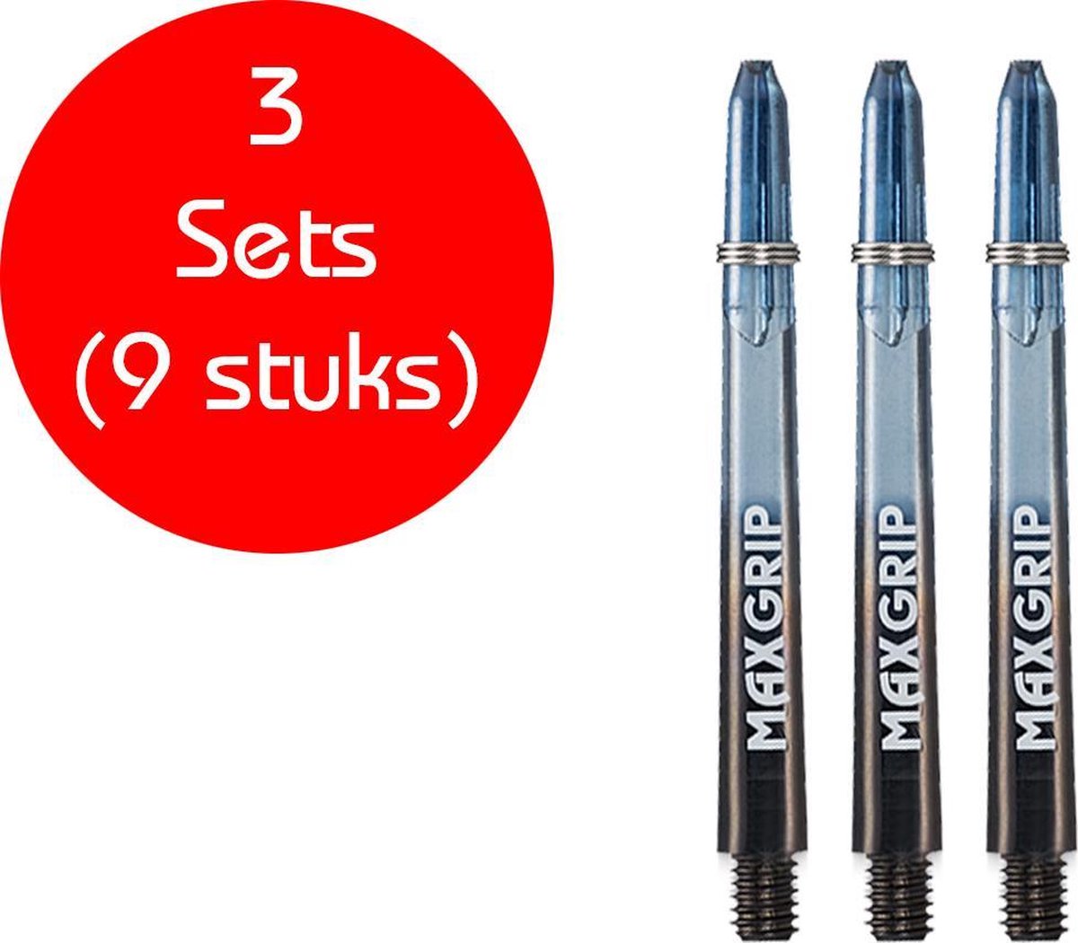 Dragon darts - Maxgrip - 3 sets (9stuks) - dart shafts - zwart-blauw - darts shafts - medium