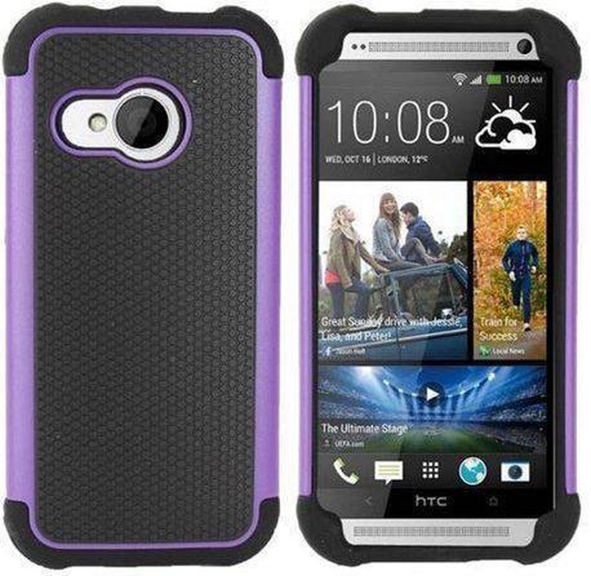 HTC One Mini 2 (M8) Hard Case Cover Zwart Paars