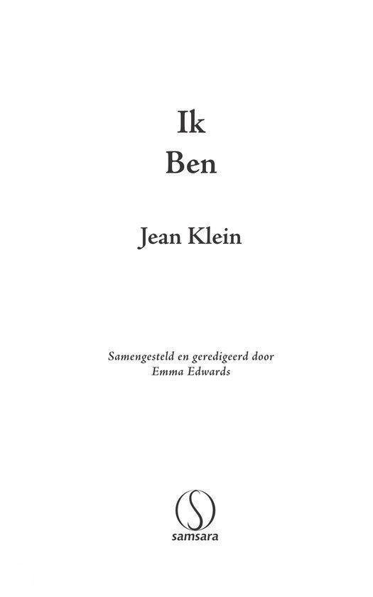 Titelpagina van 'Ik Ben' door Jean Klein.