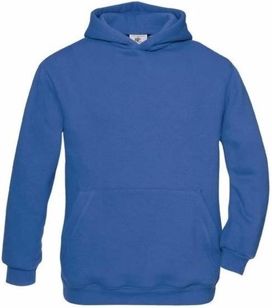 Kobaltblauwe katoenmix sweater met capuchon voor j 110/116