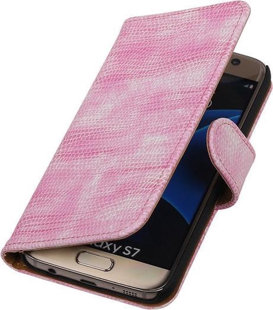 Roze Mini Slang Booktype Samsung Galaxy S7 Wallet Cover Hoesje