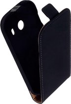 LELYCASE Lederen Samsung Galaxy Ace Style Flip Case Cover Hoes Zwart
