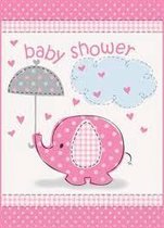 Uitnodigingen Baby shower roze olifant