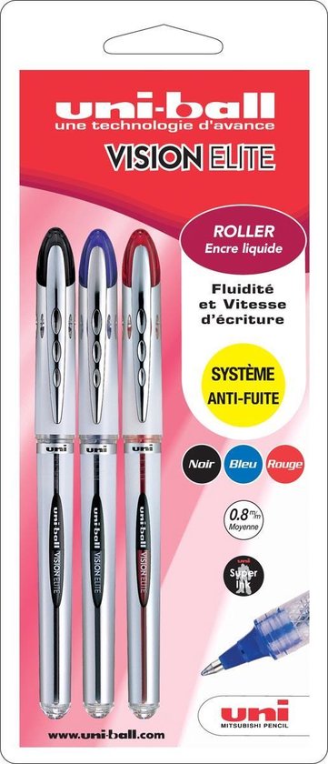 Uni roller Vision Elite blister met 3 stuks in geassorteerde kleuren