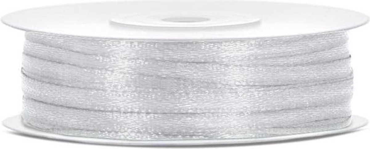 Hobbygroep satijnlint zilver 3 mm 50 m cadeau lint.