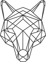 Wolf Geometrisch Hout 40 x 53 cm Black - Wanddecoratie