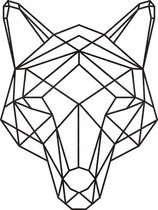 Wolf Geometrisch Hout 70 x 92 cm Black - Wanddecoratie