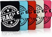Hoes voor Alcatel One Touch Pop 7s, Cover met Fragile Print, wit , merk i12Cover