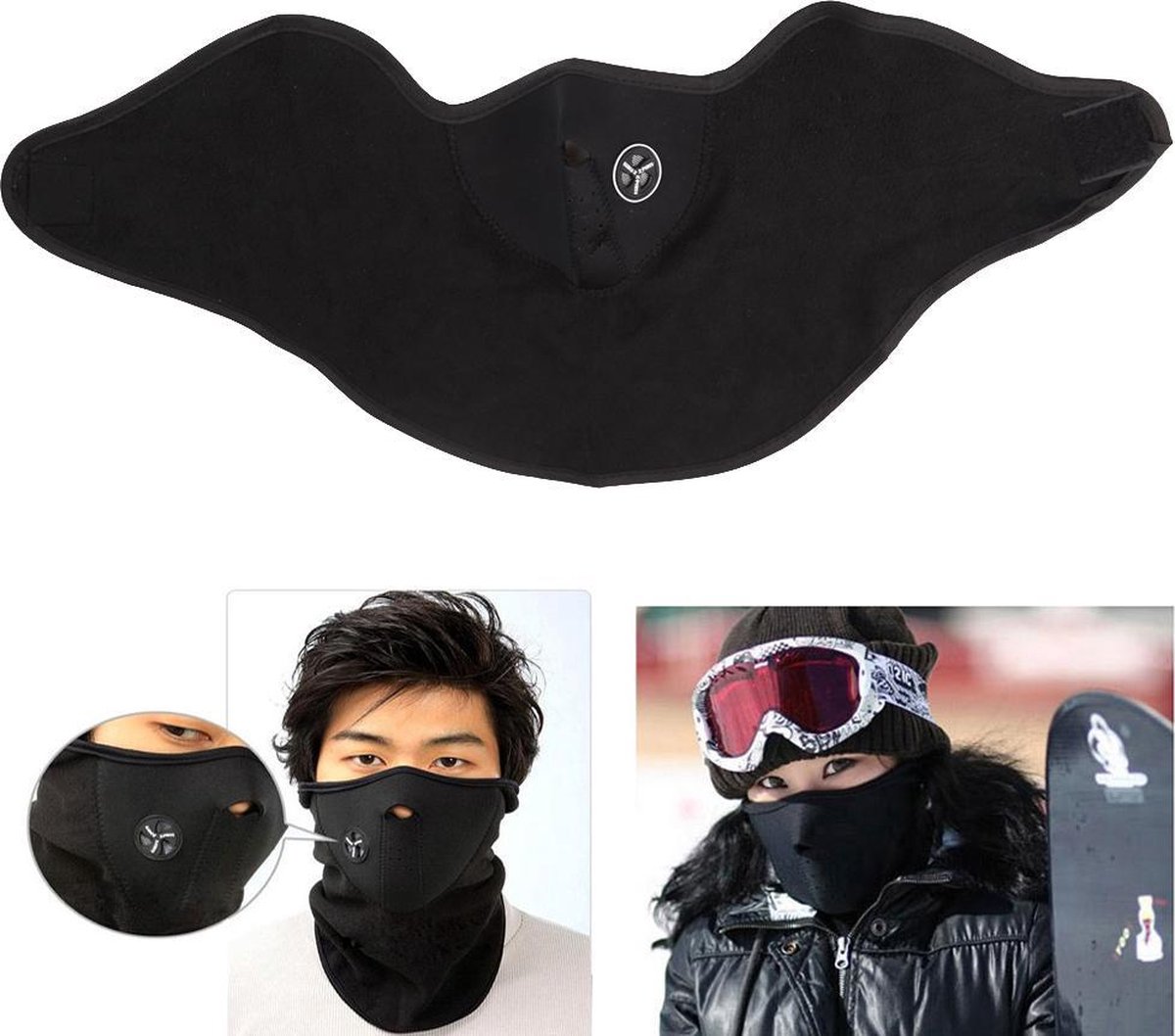 Fleece Skimasker Sjaal Bandana Nekwarmer Face Mask Gezichtsmasker Colsjaal Wintersport Skiën Snowboarden Motorrijden Scooter rijden Wielrennen Mountainbiken Thermo Winddicht Zwart