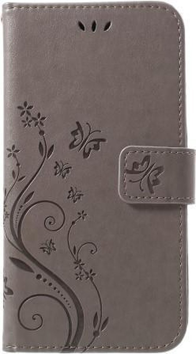Grijs vlinders agenda case hoesje iPhone XR