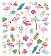 Flamingo thema kinder stickers vel met 37 gekleurde stickers - Vogels agenda of dagboek stickertjes