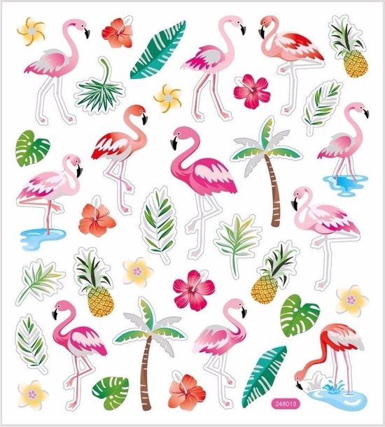 Flamingo thema kinder stickers vel met 37 gekleurde stickers Vogels agenda of bol