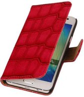 Mobieletelefoonhoesje.nl - Samsung Galaxy A5 Hoesje Glans Krokodil Bookstyle Rood