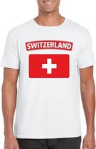 T-shirt met Zwitserse vlag wit heren L