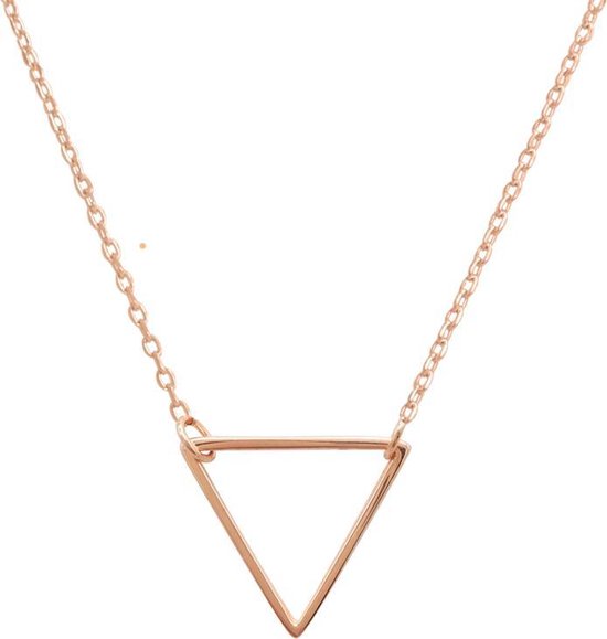 Fate Jewellery Ketting FJ4099 - Hollow Triangle - Open driehoek - 925 Zilver - Rosé verguld - 45cm