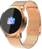 DrPhone DQ Sport Smartwatch – Stappenteller – Touch OLED 0.95 inch – Bluetooth 4.0 – Fitness horloge – Roestvrij Staal – Waterdicht IP67 – Polshorloge – Notificaties -  Vrouw – Goud