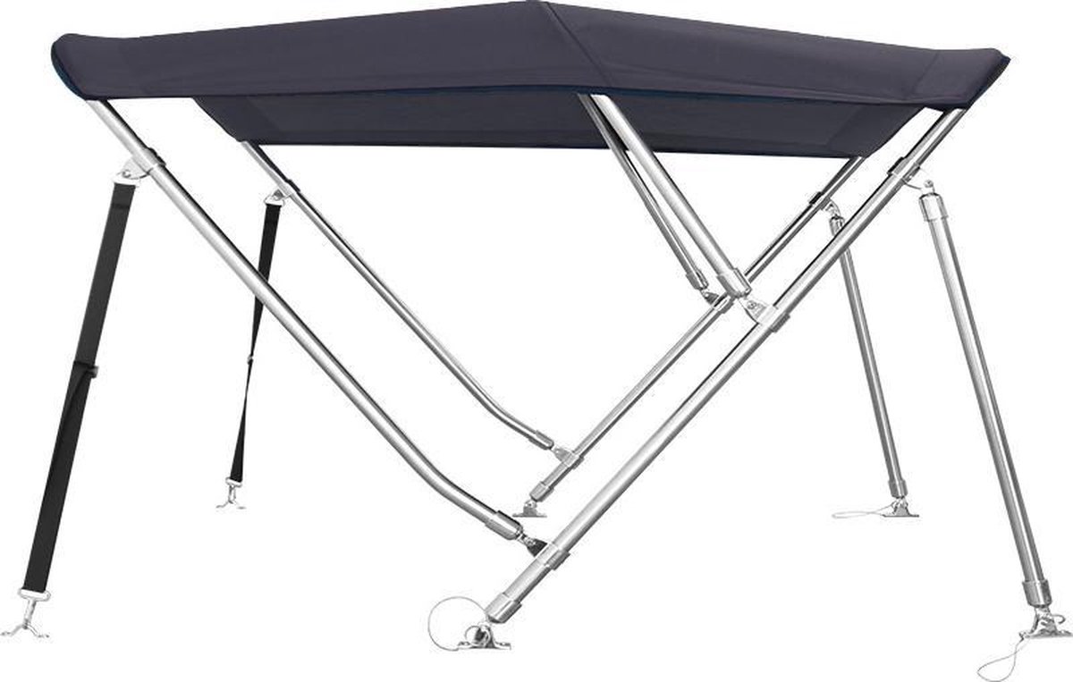 3 Boog RVS Biminitop Zonnetent H117 cm ZWART Breedte 231-243 cm