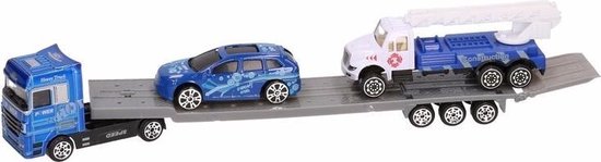 Vrachtauto met oplegger blauw 24 cm - speelgoed vrachtwagen | bol.com
