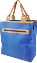 Shopping Bag Bleu - Sac shopping en toile - Fermeture éclair - Fond renforcé - 27 litres