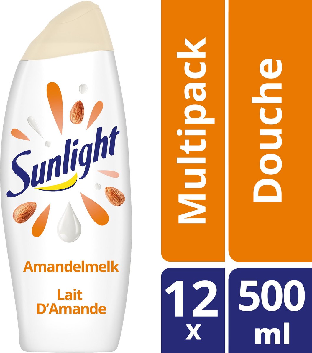 Sunlight Zeep Douchegel - Amandelmelk pH-Huidneutraal - Voordeelverpakking 12 x 500 ml
