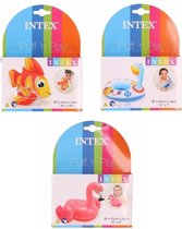 3x Opblaas dieren vis/bootje/flamingo