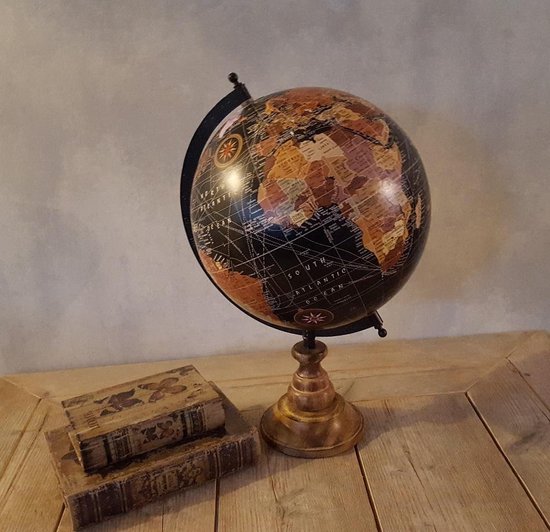 Het is goedkoop Voorbijgaand Beschietingen Wereldbol antieke look Op Voet 44 cm Zwart | bol.com